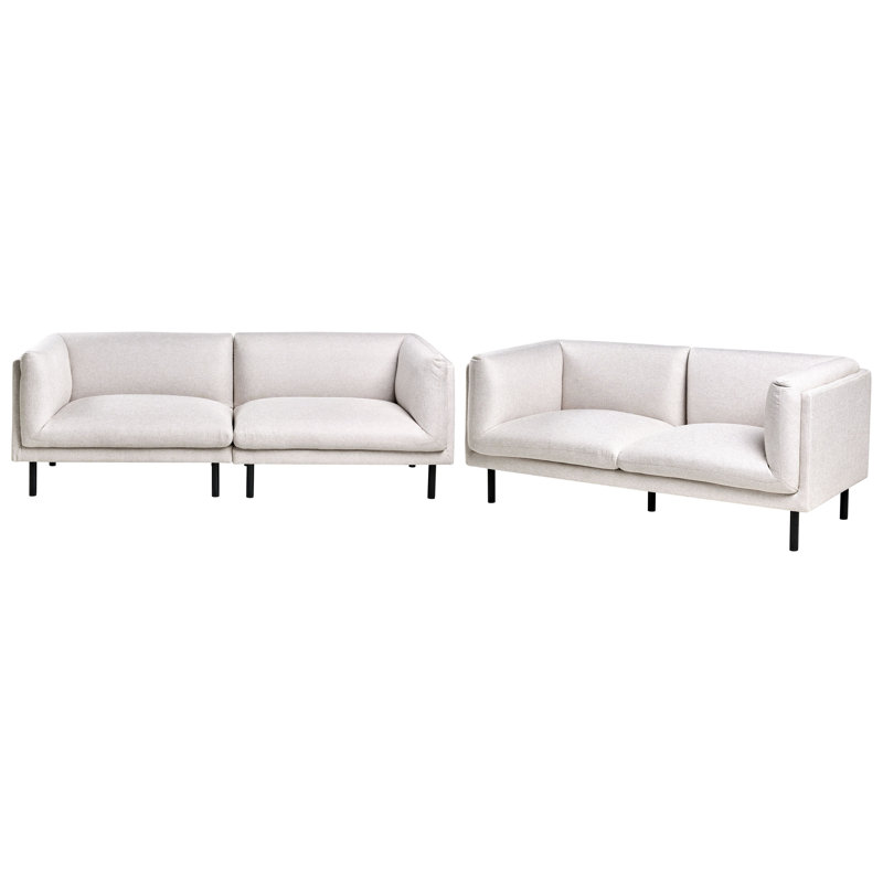 Living Room Set Suhayma Fabric 5 Seater, Light Beige Polyester