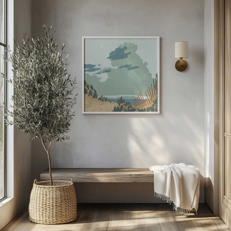 Dunes et clôtures I Print, H 13,75 po x l 13,75 po, Encadrement ouvert, zinc vieilli
