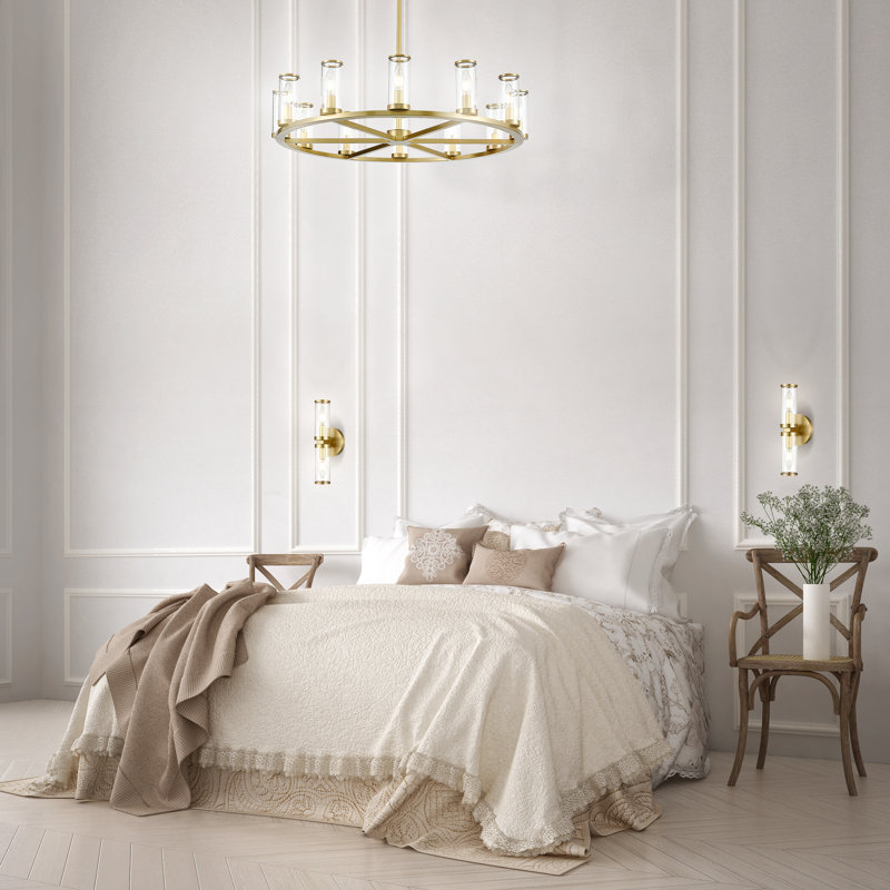 Revolve 12 - Light Chandelier, Natural Brass