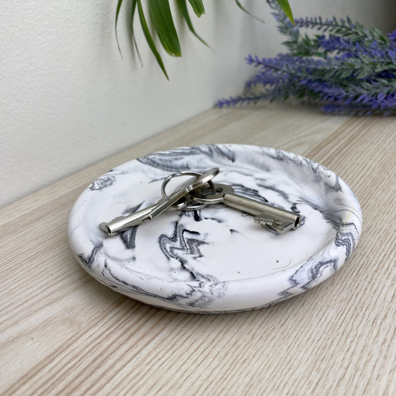 Round Trinket Tray Dish, Grey