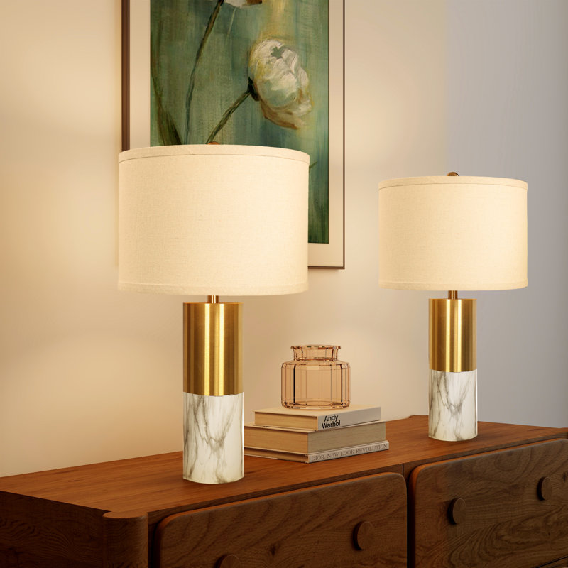 Tomisin 49.8Cm Standard Table Lamp Set, White/Gold
