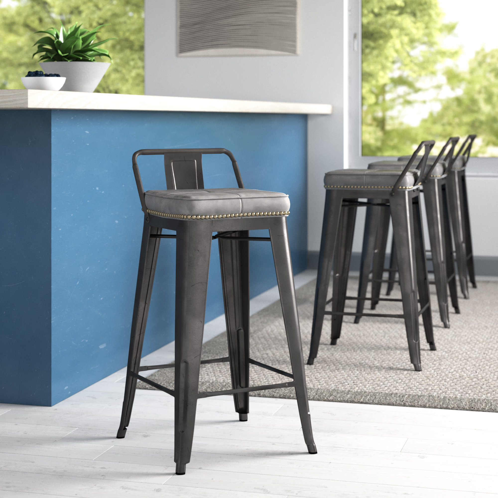 Amisco's Uplift Adjustable Screw Stool with Low Back • Barstool Comforts