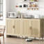Buffet 70 po avec tablettes réglables, poignées en bois massif de haute qualité, capacité de charge naturelle de 4 portes pour la cuisine, facile à entretenir-622838805