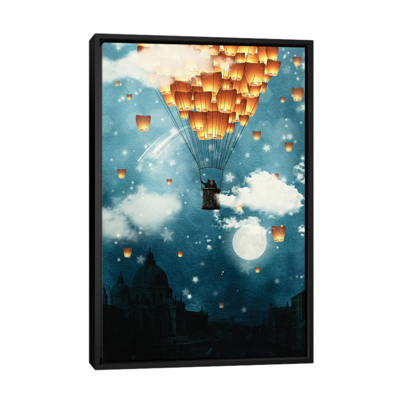 " Where All The Wishes Come True ", 26" H x 18" W x 1.5" D, No Mat, Black Framed Canvas
