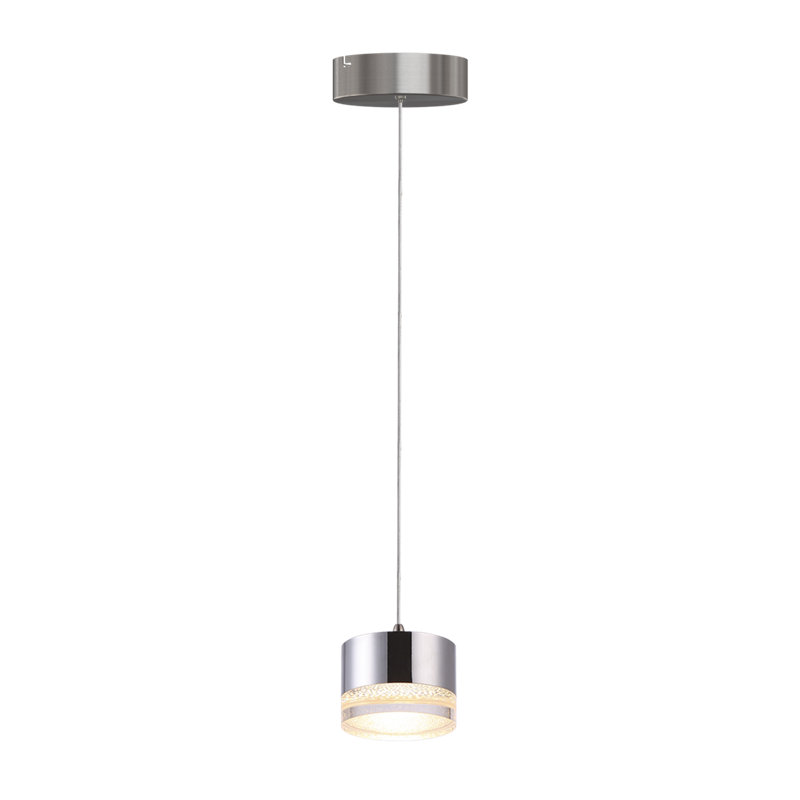 Luminaire suspendu cylindrique à 1 lumière Barnsdall, Chrome