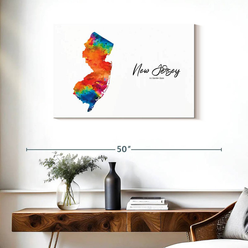 Aliaz Garden State New Jersey Map, 24" H x 36" W