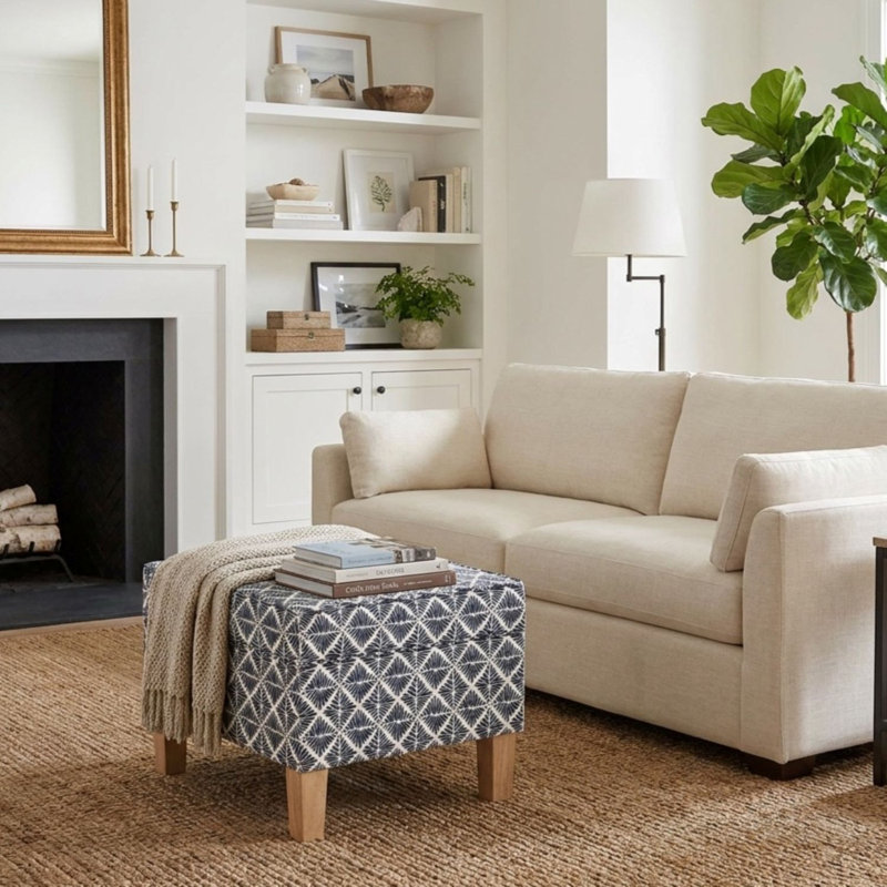 Repose-pieds avec rangement Gorton, Blue Geometric