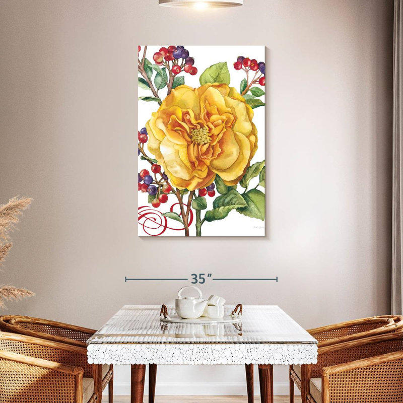 Harnek fleurs et baies rose, H 45 po x l 30 po