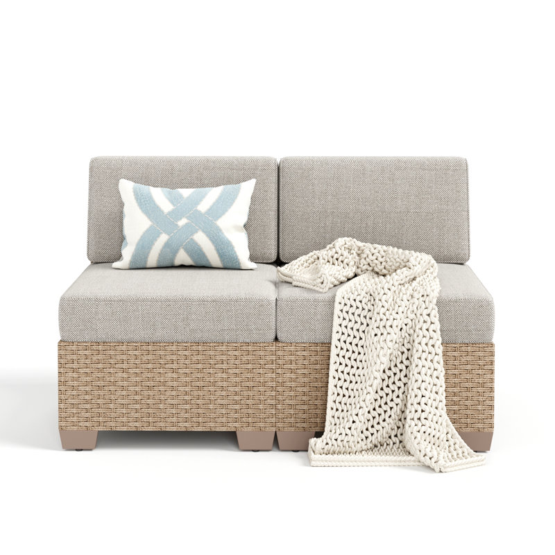 121.9Cm Wide Outdoor Wicker Straight Patio Sofa with Cushions