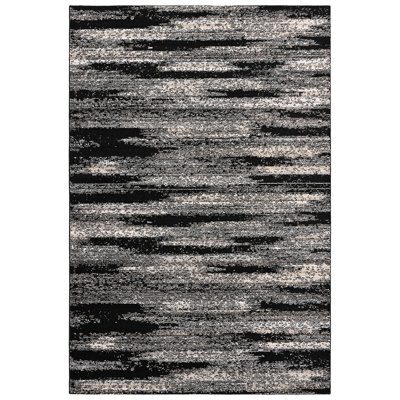 Tapis abstrait antidérapant Jasper, tapis pliable et résistant aux taches pour le salon, la chambre à coucher, moderne, noir / ton terre