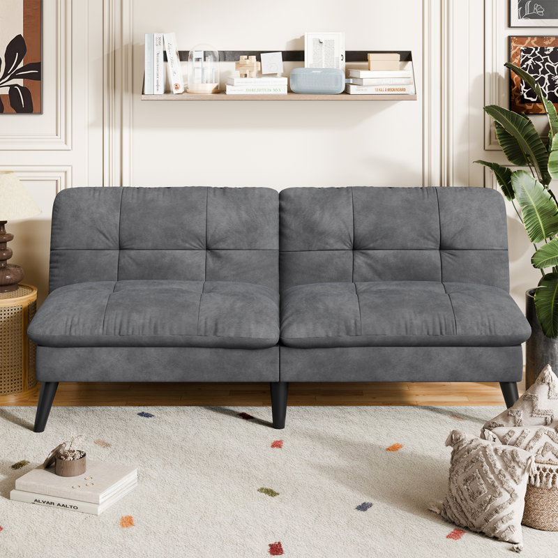 62.2" Upholstered Sleeper Sofa Bed Convertible Futon, Grey