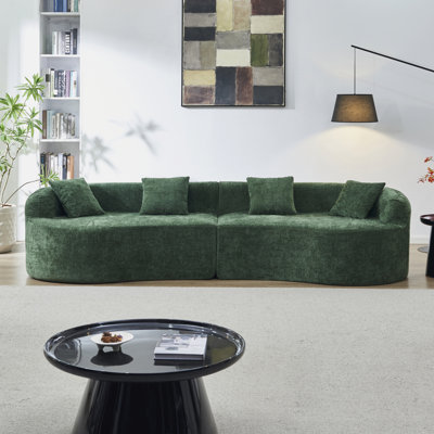 Curved Chenille Sofa, Space-saving Design, No Assembly For Living Room