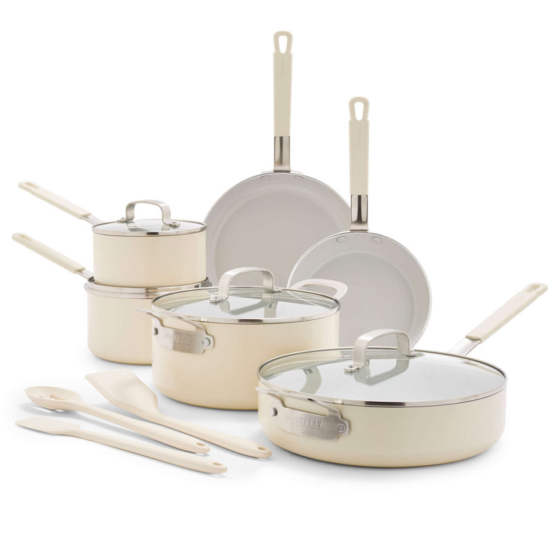 Batterie de cuisine en céramique antiadhésive de qualité professionnelle 13 pièces Bobby Flay par GreenPan, Blanc