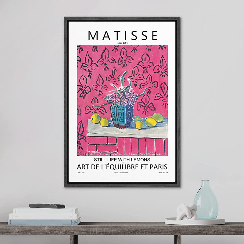 Matisse, nature morte avec des citrons, nature sauvage - cadre flottant, impression sur toile, H 24 po x l 16 po x P 1,5 po