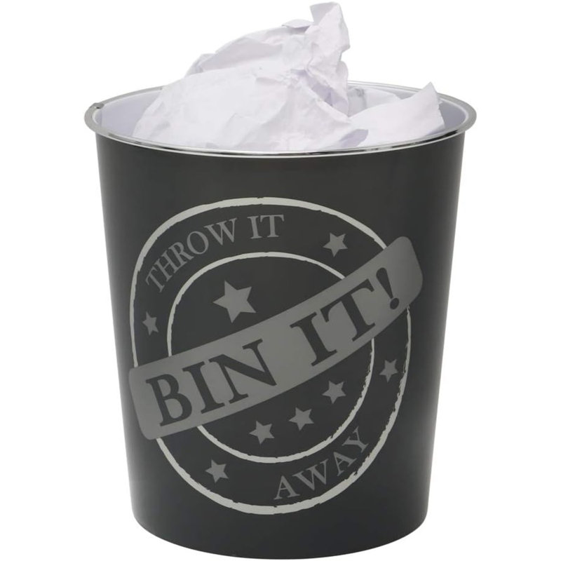 Canan Small Bin It Plastic Waste Bin Dark Grey 2.5L Round Waste Basket Trash Can Lightweight