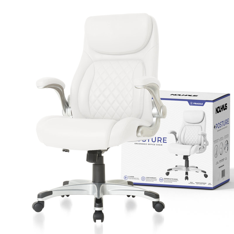 White High Back Ergonomic Leather Executive Swivel Chair