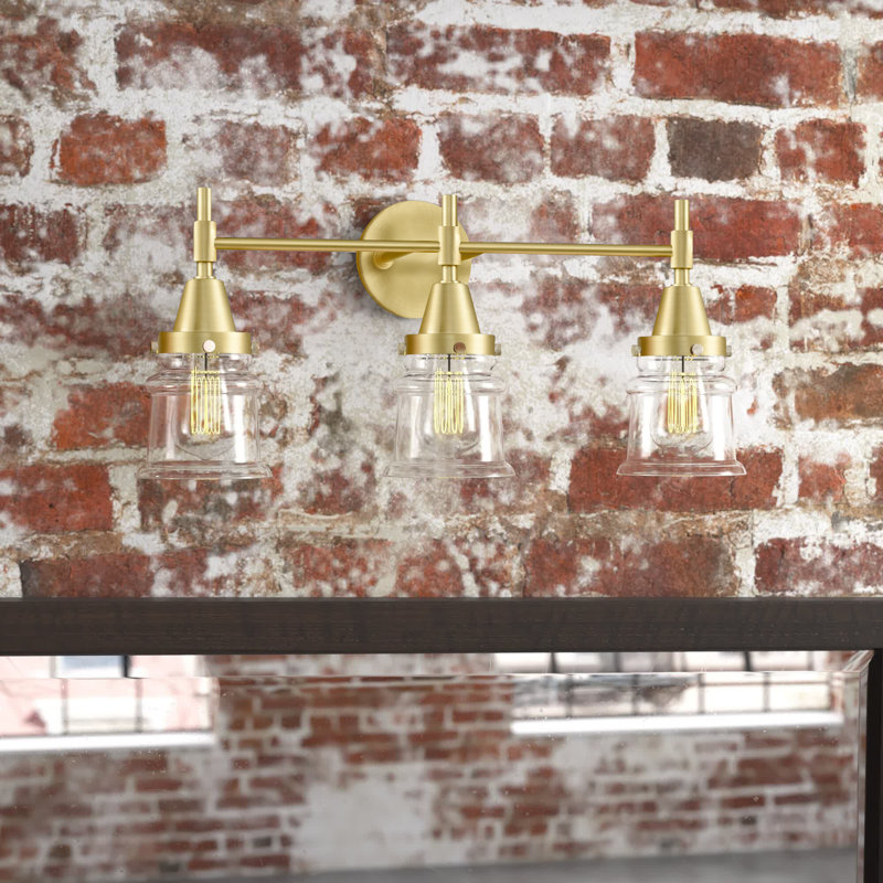Gayle 3 - Light Dimmable Vanity Light, Satin Nickel, Clear/Large Cone, 60 Watt Vintage Incandescent Bulb