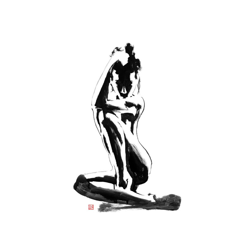 «Modest» par Péchane - impression d'art graphique, Toile tendue, H 26 po x l 18 po x 1,5 po, Pas de tapis