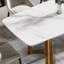 Table rectangulaire de 68,86 po en pierre frittée blanche, perméable à l'eau et facile à nettoyer, table rectangulaire de 6 à 8 po avec surface et pieds élégants en métal doré
