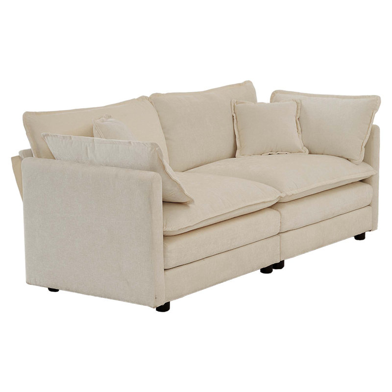 Canapé moderne avec causeuse et siège profond avec 4 coussins, Beige