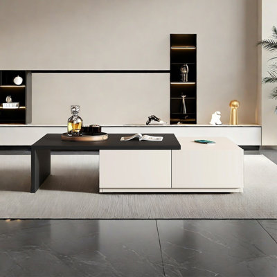 Simple rectangular retractable coffee table