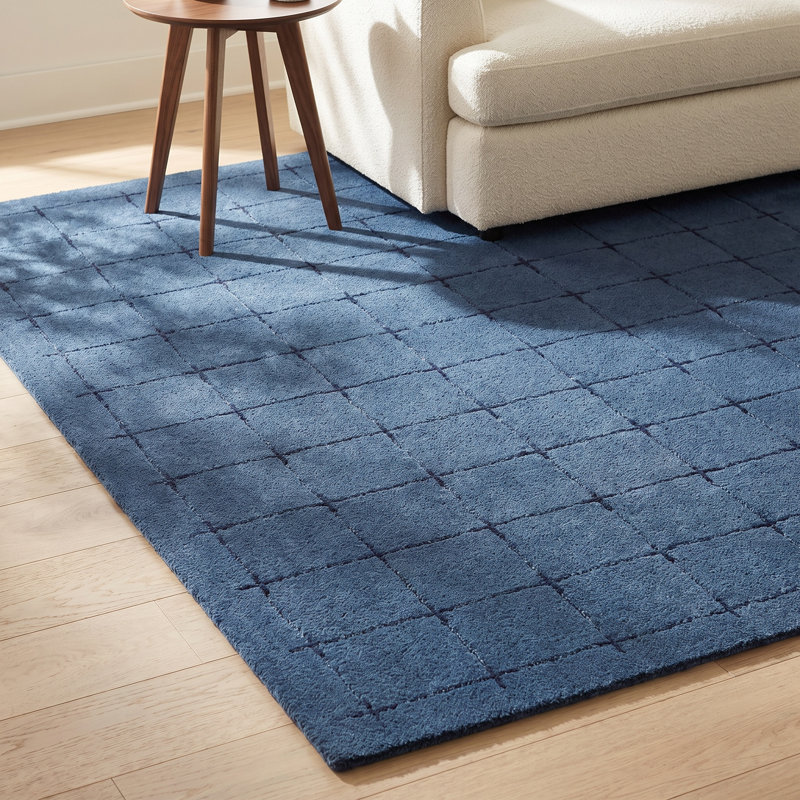 Mallory Marine Blue Hand Tufted Area Rug, Rectangle 8' x 10'