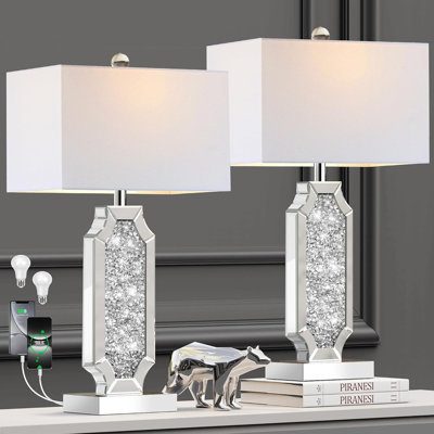 Klimesh Glass USB Bedside Table Lamp