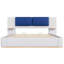 Lit plateforme tapissier avec panneau, structure stable, aucun sommier requis, assemblage facile, coins arrondis doux et tablettes intégrées-1328109085-1328109073
