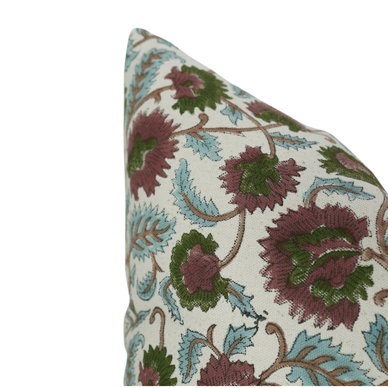 Housse de coussin imprimé à la main, housse de coussin bohème de couleur rouge et verte, coussin décoratif en lin fait à la main 20 po x 20 po, décoration artisanale - Mandakni