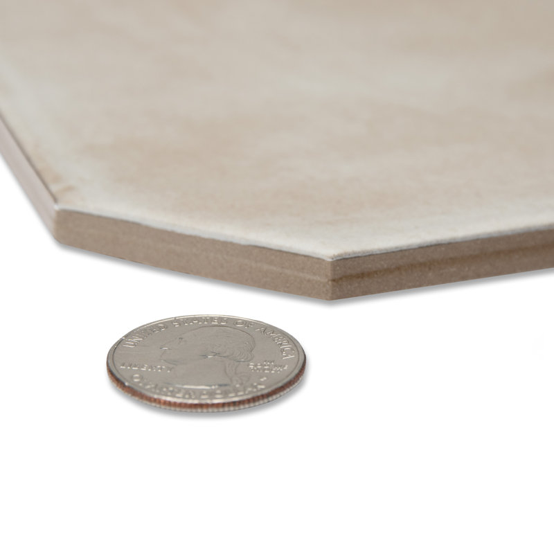 Laverton Octagon W/Taco 7-7/8 In. X 7-7/8 In. Porcelain Floor And Wall Tile, Beige/Dark Gray