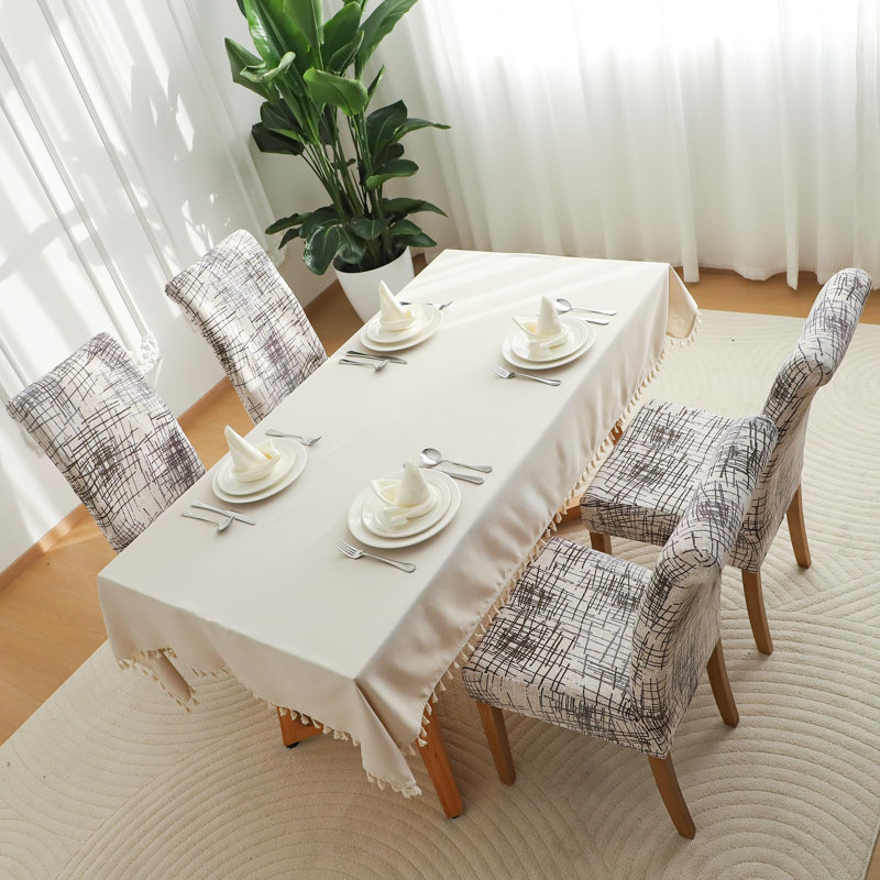 Housse pour chaise de salle à manger extensible beige, ensemble de 4 chaises