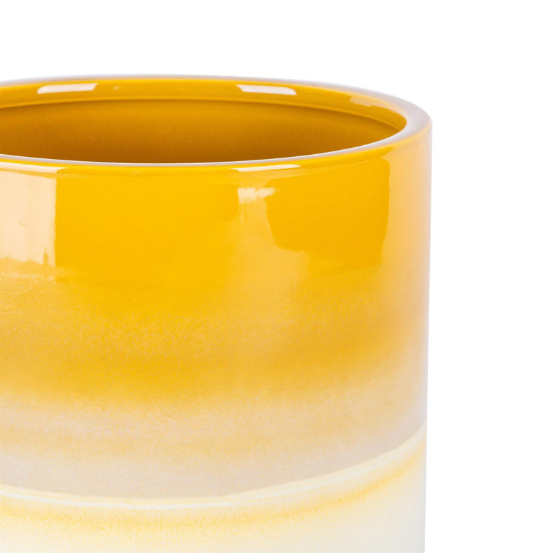 Ceramic Pot Planter, 13.5cm H x 14cm W x 14cm D, Yellow
