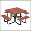 Ensemble de table de pique-nique carrée en bois massif (80,8 po x 80,8 po x 30,3 po) avec bancs intégrés, capacité de charge de 400 kg (882 lb), trou pour parasol.