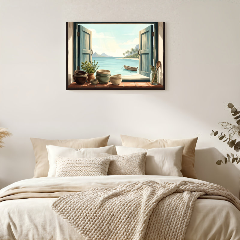 Art mural en toile Gallery Wrap pour le salon, la chambre à coucher, le bureau ou le vestibule - Décoration murale décorative avec vue sur la fenêtre