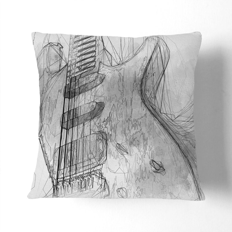 Electric Guitar Vol.2 Sketch Scatter Cushion, 40cm H x 40cm W x 15cm D