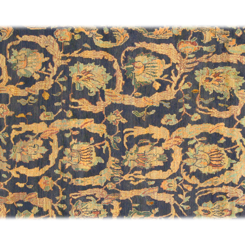 High-Quality Hand-Knotted Black And Gold Area Rug