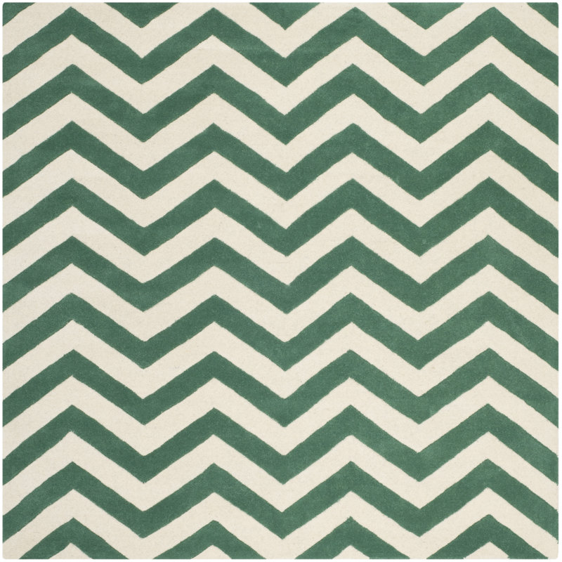 Teresita Hand Tufted Wool Chevron Rug, Square 5'