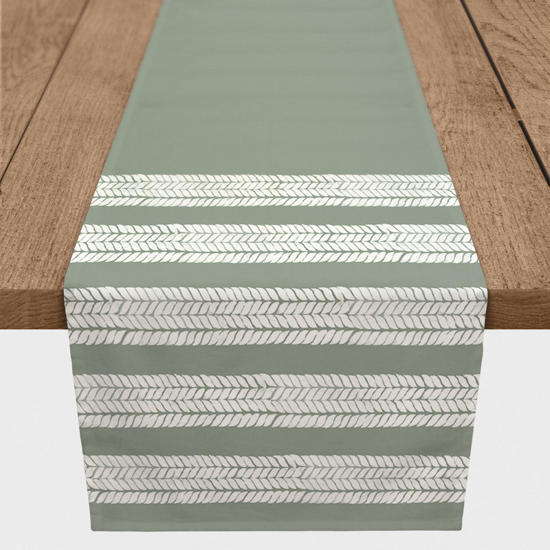 Lashbrook Rectangle Striped Polyester Table Runner, 90'' x 16'', Green