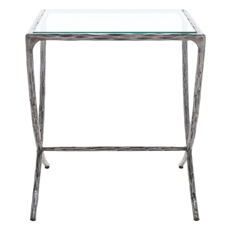 Evelynn Glass Top End Table, Silver