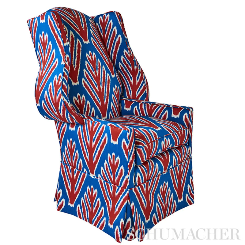 Schumacher x Johnson Hartig Bodhi Tree Fabric, Blue/Red