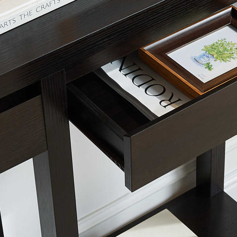 Entryway Hallway Console Table With One Drawer One Shelf Wooden Leg Frame Handleless Design