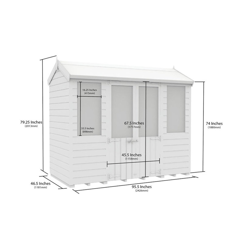 4ft x 8ft Apex Summer House
