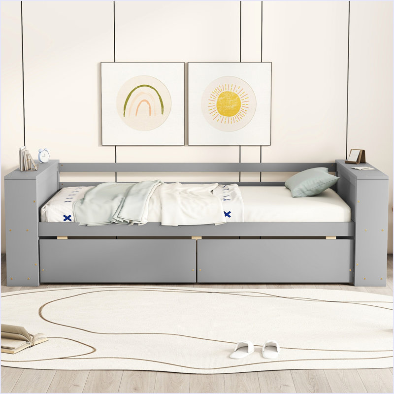 Twin Size Daybed With Shelves And Drawers