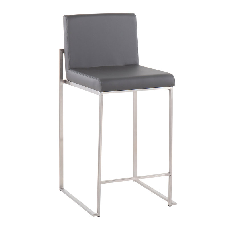 Contemporary Counter Stool, Siège gris / cadre argenté, 2