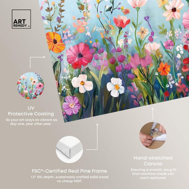 Art, art ludique sur toile, coucher de soleil en fleurs, H 10 po x l 15 po, Toile tendue