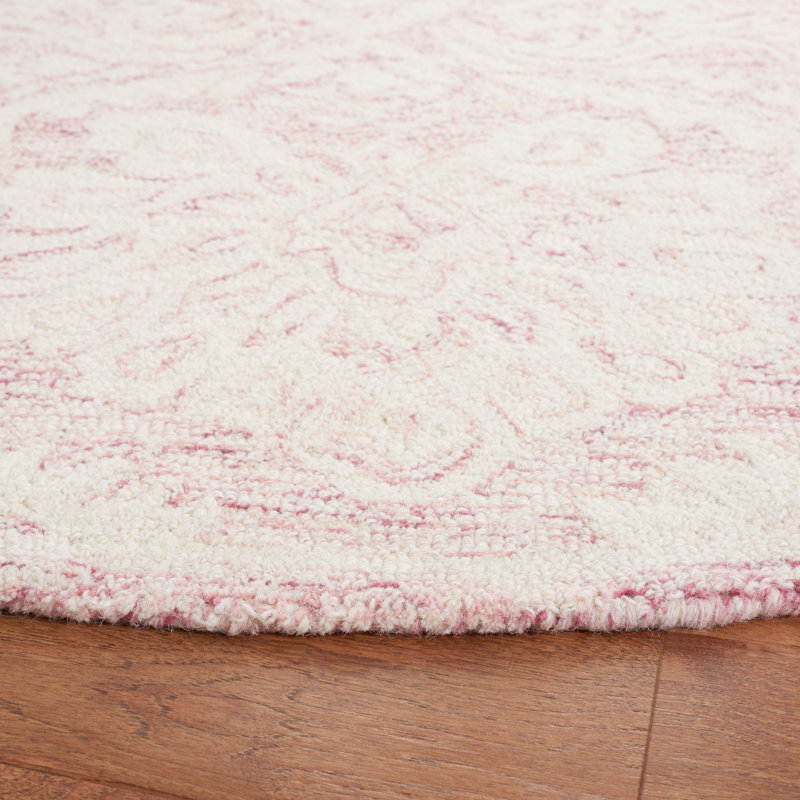 Annig Handmade Pink/Ivory Area Rug, Round 6'