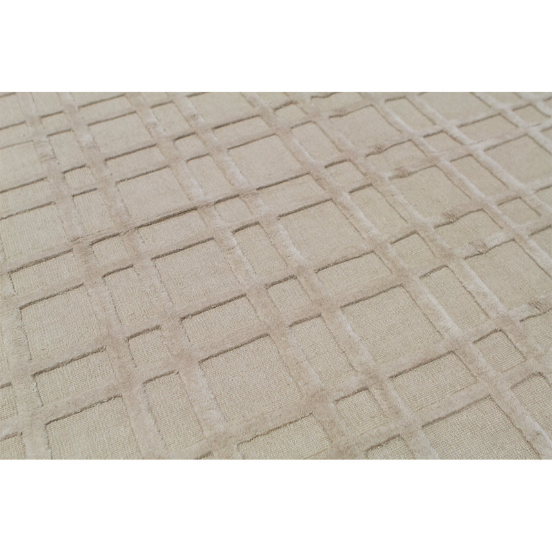 Linen Plaid Area Rug in Beige