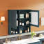 Armoire de salle de bain avec miroir, armoire murale avec tablettes réglables, portes à fermeture en douceur-129461602-129461601