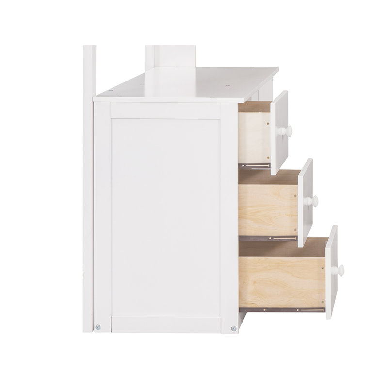 Gaedtke Kids Twin Loft Bed with Drawers, White