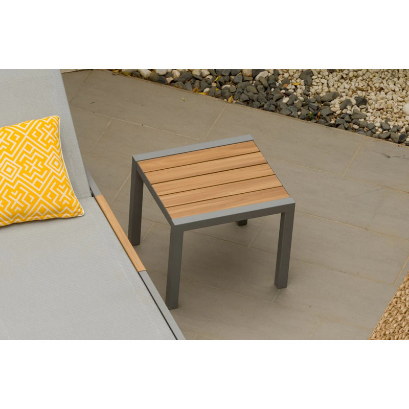 LifestyleGarden Bora 100% Maintenance Free Aluminum Outdoor Patio Black Side Table, Gray